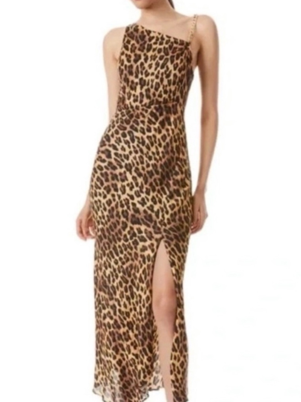 ALICE + OLIVIA Leopard One Shoulder Harmony Dress